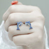 Wholesale Women's Copper Animal Dolphin Earrings With Zirconia
