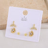 Wholesale Women's Copper Animal Dragonfly Cat Ear Jewelry Electroplated Small Fresh Style Earrings Card Set