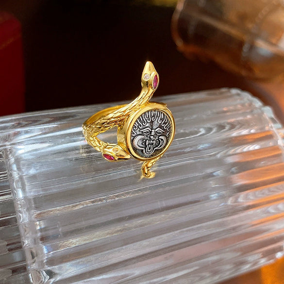 Wholesale Women's Copper Animal Zodiac Snakeshaped Open Ring With Electroplating Design