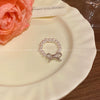 Wholesale Women's Copper Bow Beaded Finger Ring With Electroplating Design