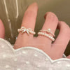 Wholesale Women's Copper Bow Beaded Finger Ring With Electroplating Design