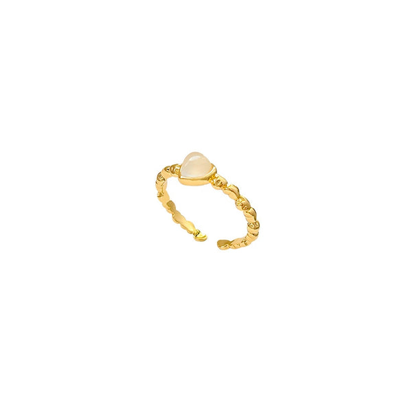 Wholesale Women's Copper Bow Heart Shape Open Ring Electroplated Hand Jewelry