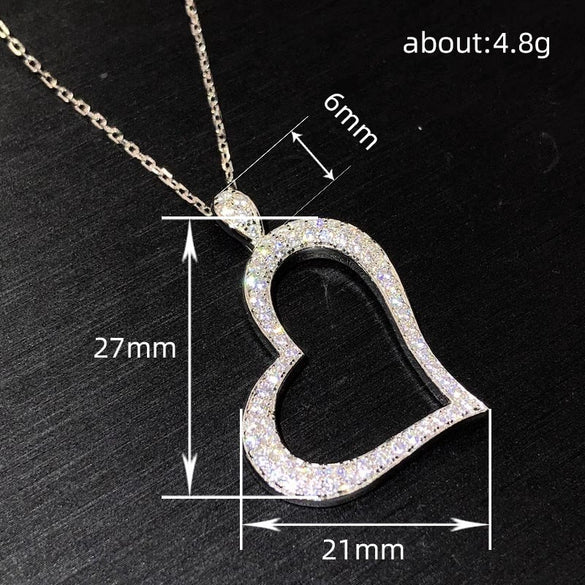 Wholesale Women's Copper Box Chain Heart Shape Mixed Gemstone Inlay Zircon Necklace