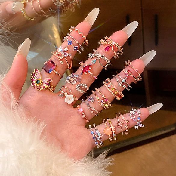 Wholesale Women's Copper Butterfly And Bow Open Ring With Electroplating Processing