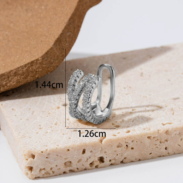 Wholesale Women's Copper Butterfly Cartilage Ear Clip Microinlaid Zircon Geometric Electroplated Fashion Ear Clip
