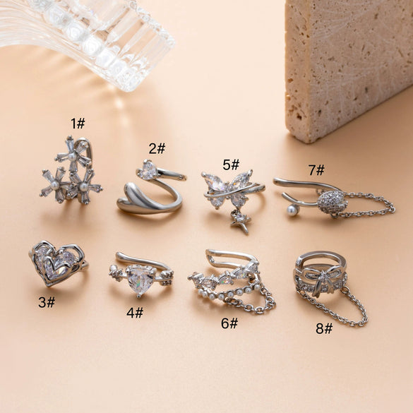 Wholesale Women's Copper Butterfly Cartilage Ear Clip Microinlaid Zircon Geometric Electroplated