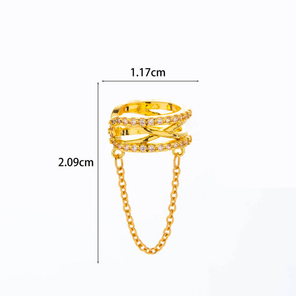 Wholesale Women's Copper Butterfly Cartilage Ear Clip Microinlaid Zircon Geometric Electroplating