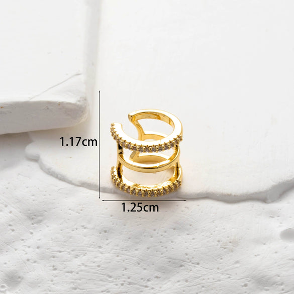 Wholesale Women's Copper Butterfly Cartilage Ear Clip With Microinlaid Zircon And Geometric Pattern Electroplated
