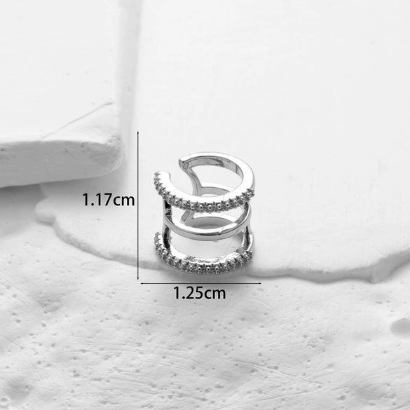 Wholesale Women's Copper Butterfly Cartilage Ear Clip With Microinlaid Zircon And Geometric Pattern Electroplated