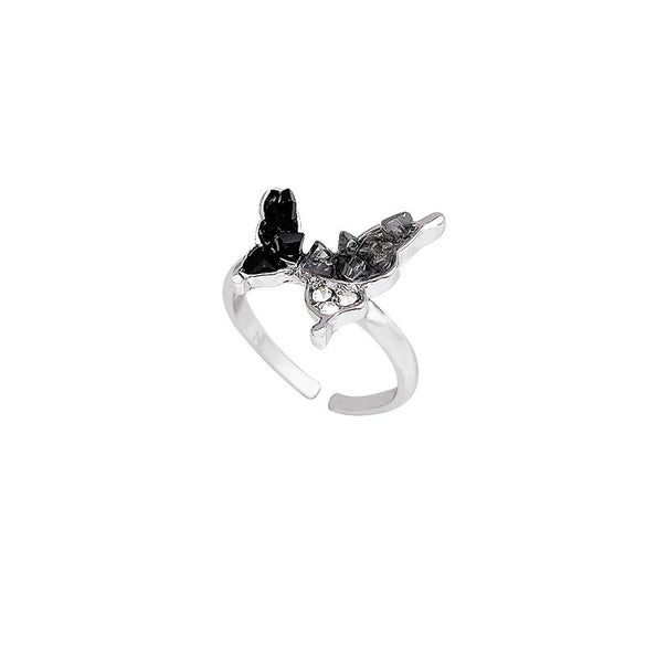 Wholesale Women's Copper Butterfly Opening Ring With Zircon Electroplated Light Luxury Niche Trendy Hand Jewelry