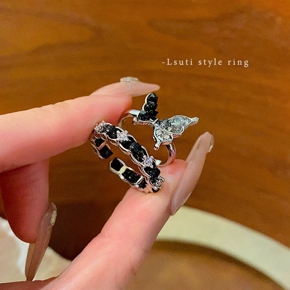Wholesale Women's Copper Butterfly Opening Ring With Zircon Electroplated Light Luxury Niche Trendy Hand Jewelry
