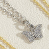 Wholesale Women's Copper Butterfly Pendant Necklace With Mixed Gem Inlay And Electroplating