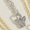 Wholesale Women's Copper Butterfly Pendant Necklace With Mixed Gem Inlay And Electroplating