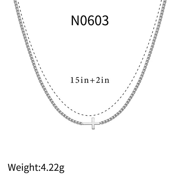 Wholesale Women's Copper Cross Necklace With Geometric Design And 14K Goldplated Electroplating