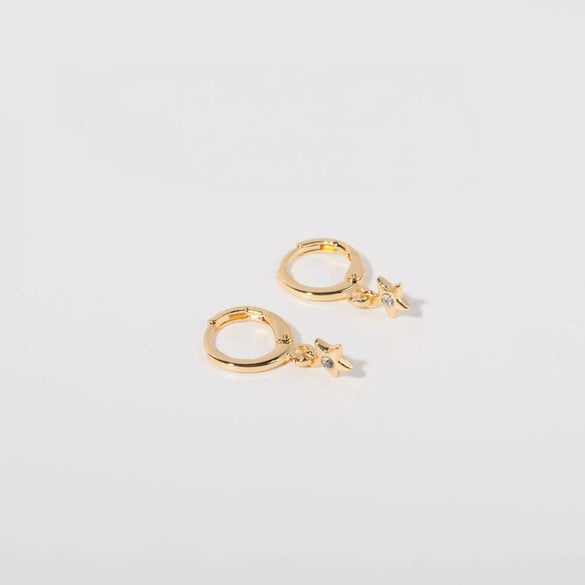 Wholesale Women's Copper Diamond Treatment Star Earrings With Five Pointed Star Design