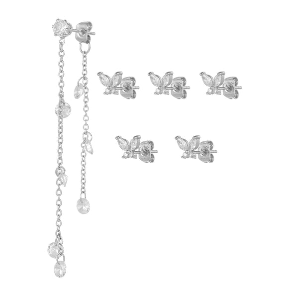 Wholesale Women's Copper Drop Shape Zirconia Butterfly Tassel Pendant Earrings Sweet Style