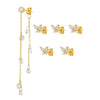 Wholesale Women's Copper Drop Shape Zirconia Butterfly Tassel Pendant Earrings Sweet Style