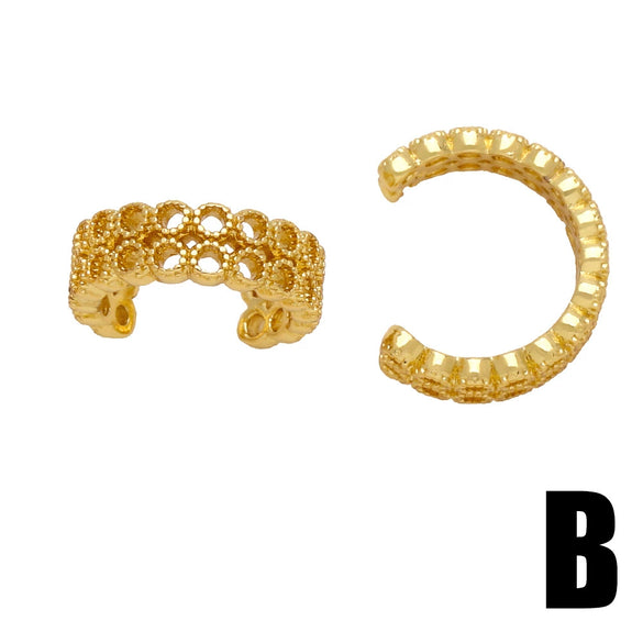 Wholesale Women's Copper Ear Clip Earrings Loveshaped Heart Star Geometric Electroplated