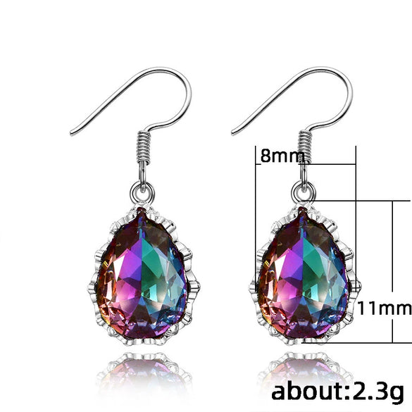 Wholesale Women's Copper Ear Jewelry Retro Style Inlaid Crystal Drop Shape