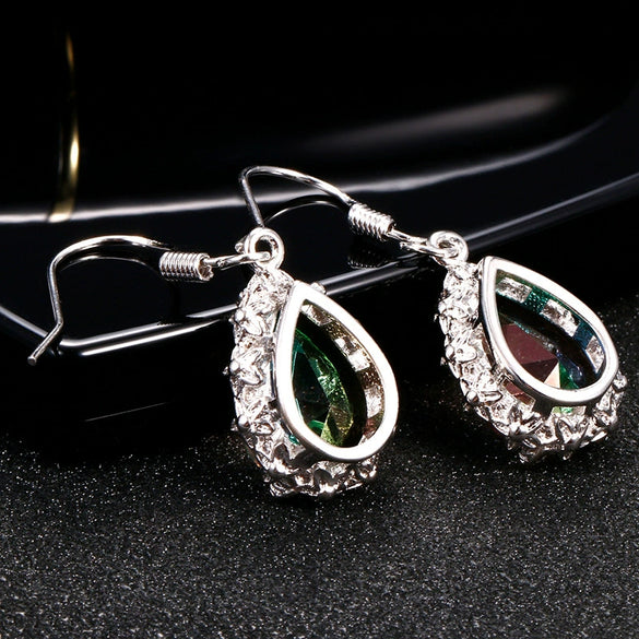 Wholesale Women's Copper Ear Jewelry Retro Style Inlaid Crystal Drop Shape