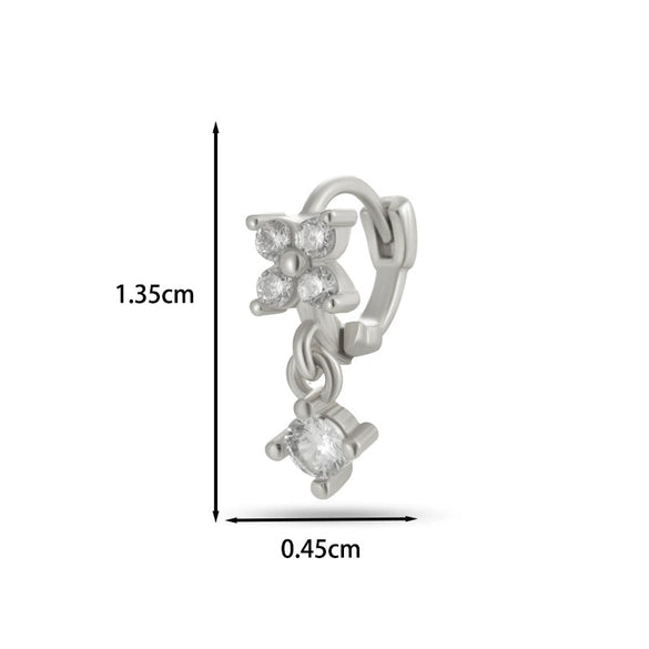 Wholesale Women's Copper Earring With Flower Pattern And Microinlaid Zircon