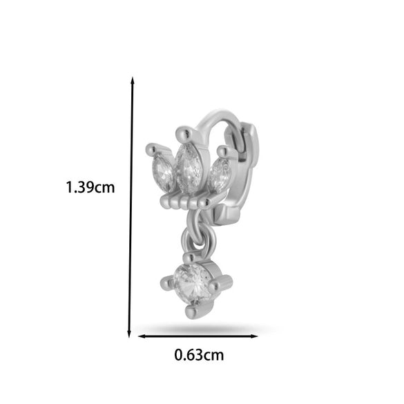 Wholesale Women's Copper Earring With Flower Pattern And Microinlaid Zircon