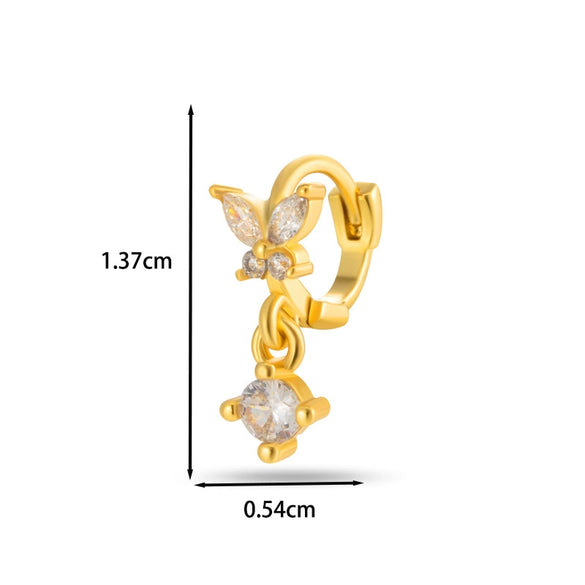 Wholesale Women's Copper Earring With Flower Pattern And Microinlaid Zircon