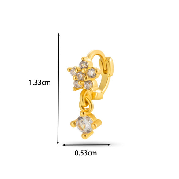 Wholesale Women's Copper Earring With Flower Pattern And Microinlaid Zircon