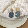 Wholesale Women's Copper Earrings Geometric Style Electroplating Oval Curved Morandi Oil Drop Design
