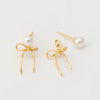 Wholesale Women's Copper Earrings With Antique Pearl Bow And Butterfly Tie Geometric Animal Zodiac Patterns Real Gold Plated