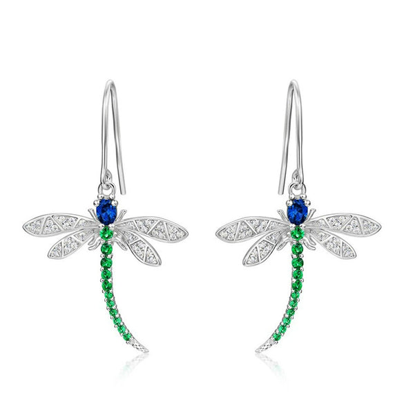 Wholesale Women's Copper Earrings With Dragonfly Animal Zodiac Drop Shape And Geometric Patterns In Pastoral Style