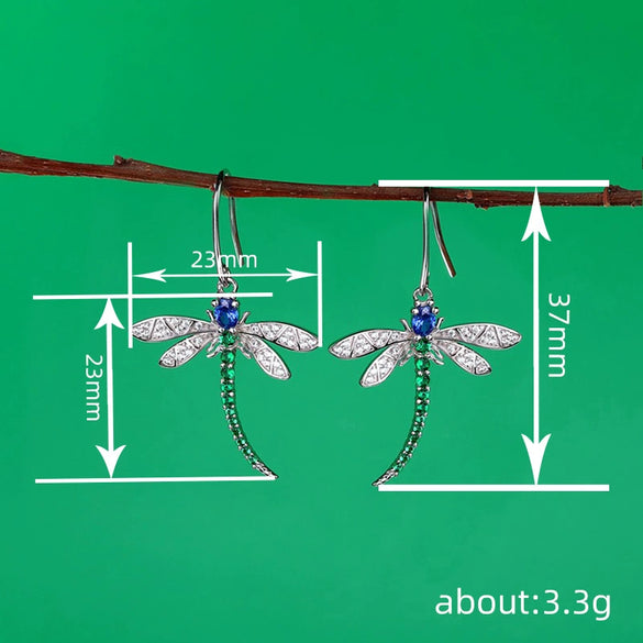 Wholesale Women's Copper Earrings With Dragonfly Animal Zodiac Drop Shape And Geometric Patterns In Pastoral Style