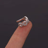 Wholesale Women's Copper Earrings With Flower Pattern And Zircon Design Ushaped Ear Clip