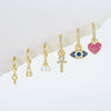 Wholesale Women's Copper Earrings With Inlaid Zircon Geometric And Heart Shape Design