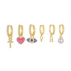 Wholesale Women's Copper Earrings With Inlaid Zircon Geometric And Heart Shape Design