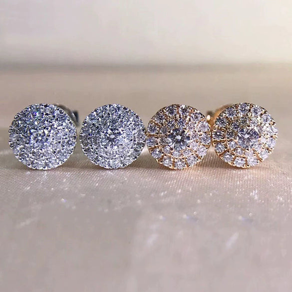 Wholesale Women's Copper Earrings With Round Diamond And Geometric Zircon Set