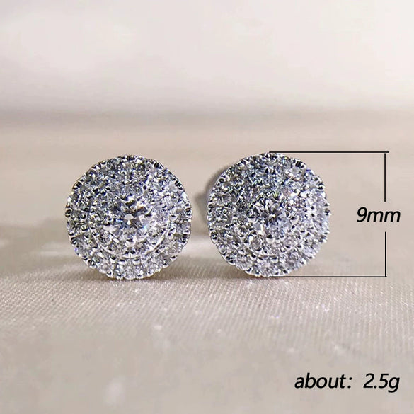 Wholesale Women's Copper Earrings With Round Diamond And Geometric Zircon Set