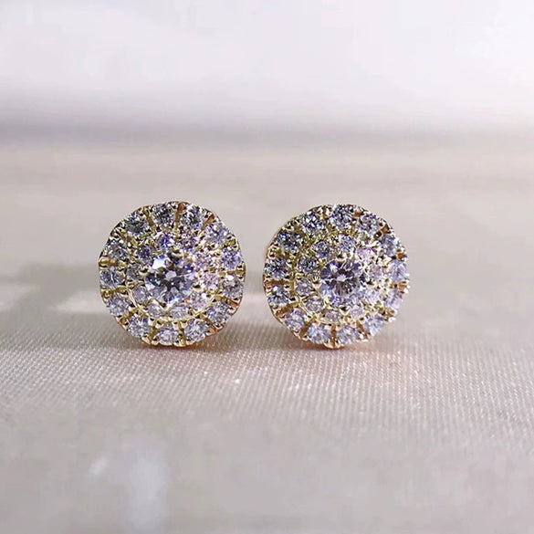 Wholesale Women's Copper Earrings With Round Diamond And Geometric Zircon Set