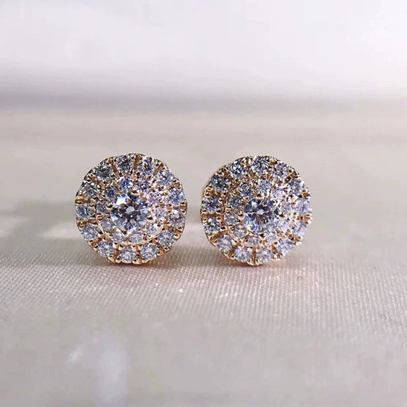 Wholesale Women's Copper Earrings With Round Diamond And Geometric Zircon Set