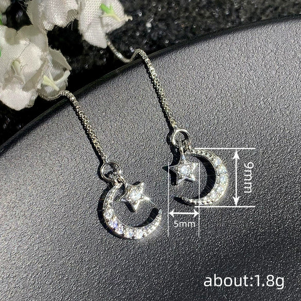 Wholesale Women's Copper Earrings With Star And Geometric Pattern And Zirconia Inlay Sweet And Minimalist Style