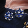 Wholesale Women's Copper Earrings With Sunflower Pattern And Highend Style Set With Precious Stones
