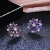 Wholesale Women's Copper Earrings With Sunflower Pattern And Highend Style Set With Precious Stones