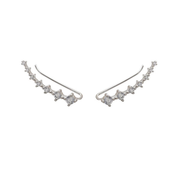 Wholesale Women's Copper Earrings With U Shaped Zircon Design And Four Claw Setting