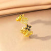 Wholesale Women's Copper Electroplated Fourleaf Clover Open Ring Jewelry For Autumn And Winter