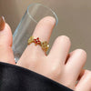 Wholesale Women's Copper Electroplated Fourleaf Clover Open Ring Jewelry For Autumn And Winter