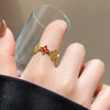 Wholesale Women's Copper Electroplated Fourleaf Clover Open Ring Jewelry For Autumn And Winter