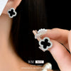 Wholesale Women's Copper Electroplated Geometric And Flower Motherofpearl Zircon Earrings