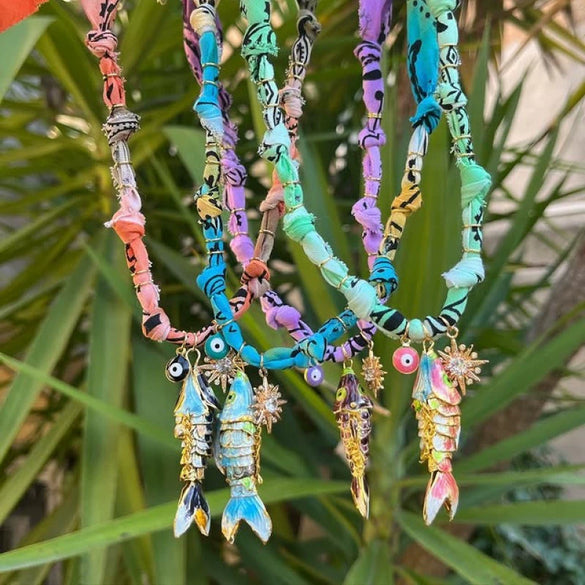 Wholesale Women's Copper Electroplated Geometric Coral Fish Bead Necklace