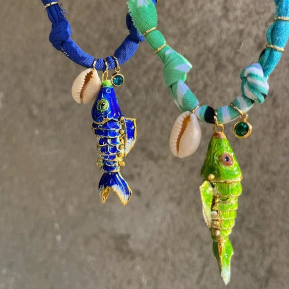 Wholesale Women's Copper Electroplated Geometric Coral Fish Bead Necklace