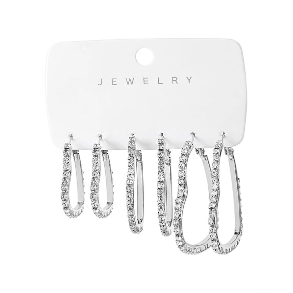 Wholesale Women's Copper Electroplated Heartshaped Diamondstudded Hollowout Earrings